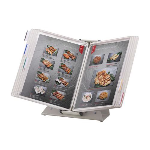 Djois Made By Tarifold - Pupitre sur pivot antimicrobien gris A4 - 10 pochettes PVC - Métal blanc - 350x500x280mm