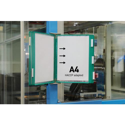 Djois Made By Tarifold - Support Mural Inox A4 - 10 Poches Vert - Lean Management - 500x350x120mm