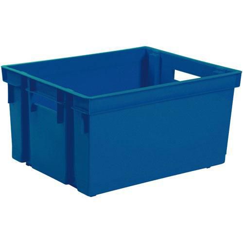 Bac de rangement bleu 30L plastique sans couvercle superposable usage alimentaire