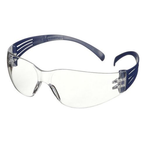 3M - Lunettes de sécurité SecureFit 100 - Antirayure Antibuée Polycarbonate Bleu - Protection Oculaire Confortable