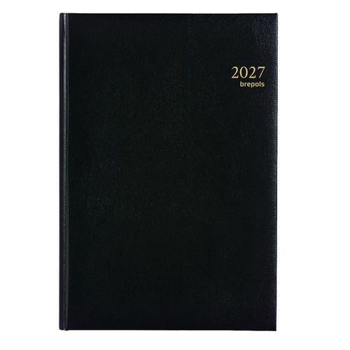Agenda 2026 Omega 7 jours 2 pages Noir - Spirale - 21x29 cm - Idéal organisation