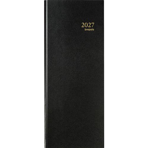 Agenda Banque 2026 Noir 1 Jour sur 2 Pages Dos Rigide 15x33cm - 768 Jours Année Civile