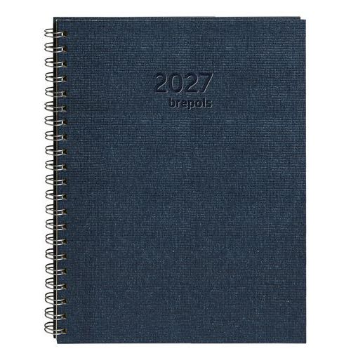 Agenda 2026 Omega Kazar Bleu - Semainier 1 semaine sur 2 pages - Reliure spirale - Année civile
