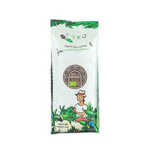 Miko - Café en Grains Dark Roast Puro Fairtrade 1kg - 100% Arabica - Bio et Recyclable