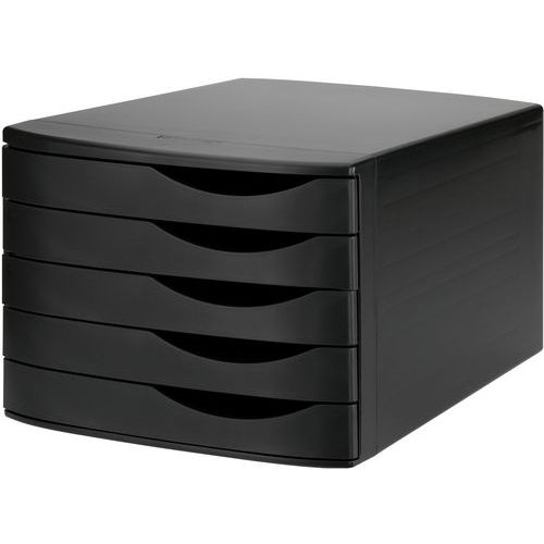 Djois Made By Tarifold - Class'box 5 grands tiroirs - Noir - Polypropylène - 375x300x216mm - Recyclé & Recyclable