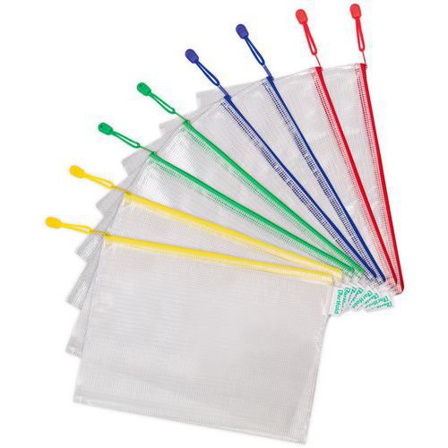 Pochettes à Zip A4: Pvc: 330x240mm: Assorties