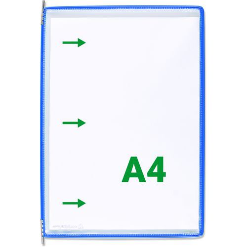 Poches Pivots A4 Ouverture Latérale+5 Cavaliers 50mm: Blue