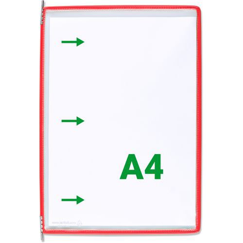 Poches Pivots A4 Ouverture Latérale+5 Cavaliers 50mm: Rouge