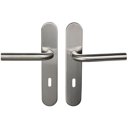 Poignées De Porte Inox Sur Plaque Tempo Pop - à Clé