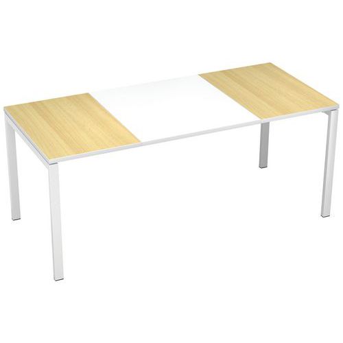 Meet By Paperflow - Bureau Easy Office 160x80cm - Plateau Hêtre Blanc, Piétement Blanc - 75cm Hauteur - Éco-responsable