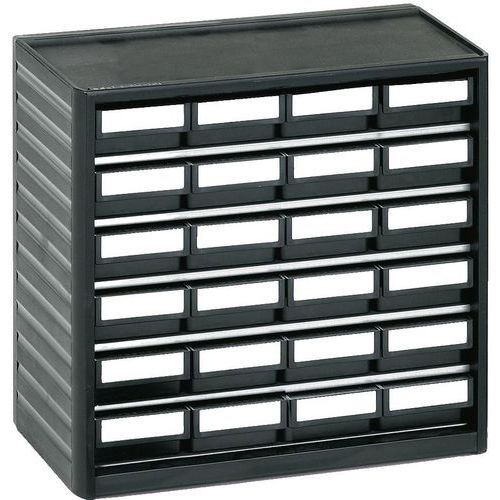 Treston - Armoire de rangement ESD 24 tiroirs - Polypropylène Noir - 310x180x290mm - Idéal atelier