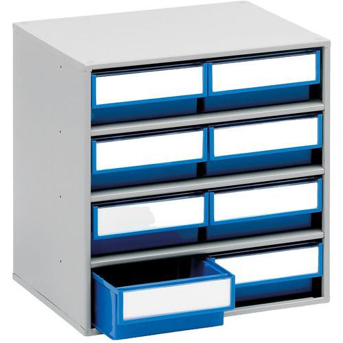Treston - Blocs de rangement avec 8 tiroirs bleus - Acier gris - 395x400x400mm - Lean Management