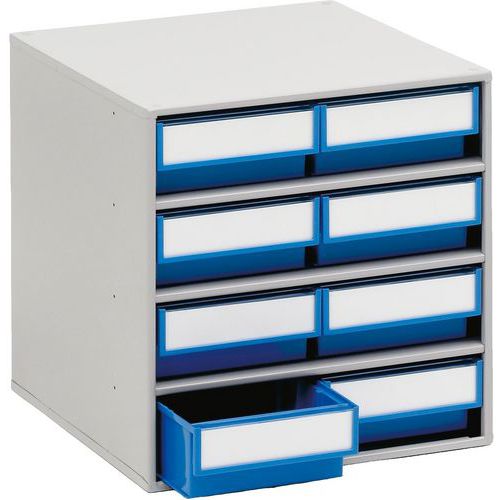 Treston - Blocs de rangement avec 8 tiroirs bleus - Acier gris - 400x400x395mm - Lean Management