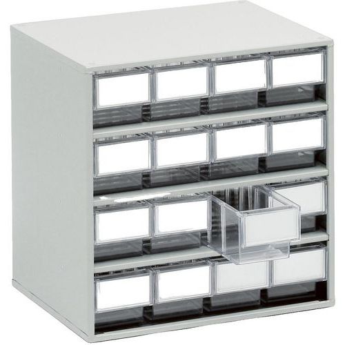 Treston - Armoire de stockage avec 16 tiroirs transparents - Acier Gris - Rangement Lean Management
