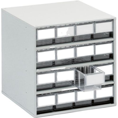 Treston - Blocs de Rangement avec 16 Tiroirs Transparents - Acier Gris - Mobilier d'Atelier Robuste et Éco-responsable