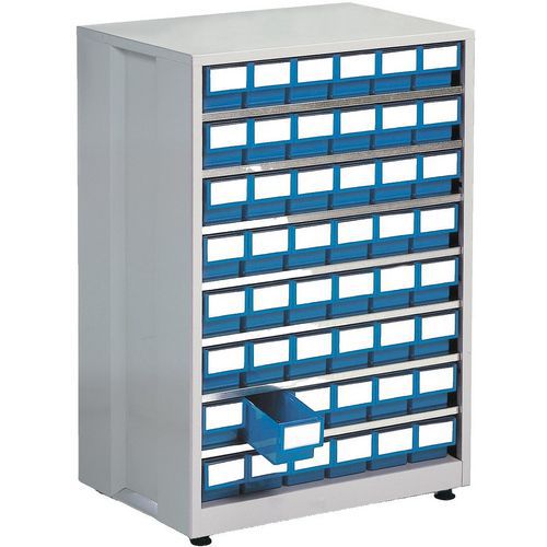 Treston - Armoire de stockage haute densité - 48 tiroirs bleus - Acier gris clair - 870x605x410mm - Éco-responsable