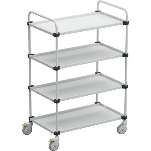 Treston - Chariot de manutention industriel - 4 tablettes 530x1000mm - Charge 300kg - Éco-responsable