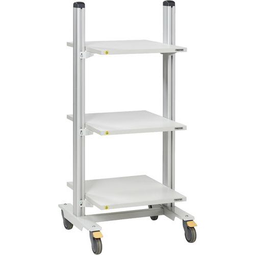 Treston - Chariot de manutention industriel - 3 tablettes, 4 roulettes 125 mm, 150 kg, éco-responsable