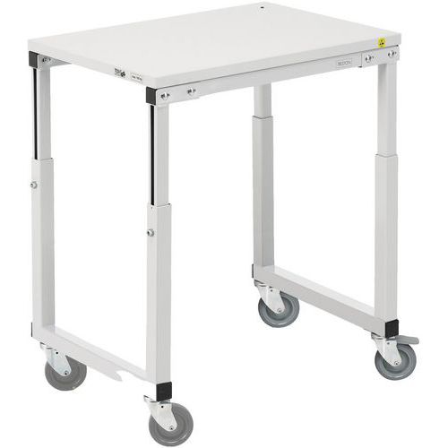 Treston - Desserte mobile SAP 70x100cm Gris Clair - Charge 150kg - Réglable en Hauteur - Mobilier d'atelier Robuste