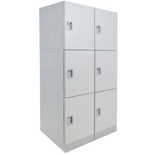 Manutan Expert - Vestiaire Gris 6 Cases Double Colonne Plastique - 2 Colonnes 3 Cases - Fermeture à Clé - 1502x760x500mm