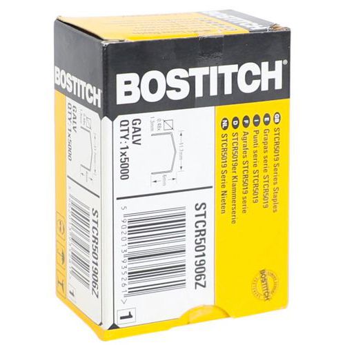 Agrafes Bostitch STCR 5019 1/4 - 5000 agrafes métal 6mm - Pour agrafeuse PC 8000