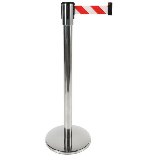 Poteau Chromé À Sangle - 5m - Rouge Et Blanc- Manutan Expert