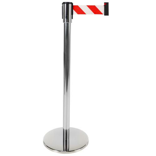 Poteau Chromé À Sangle - 2m - Rouge Et Blanc- Manutan Expert