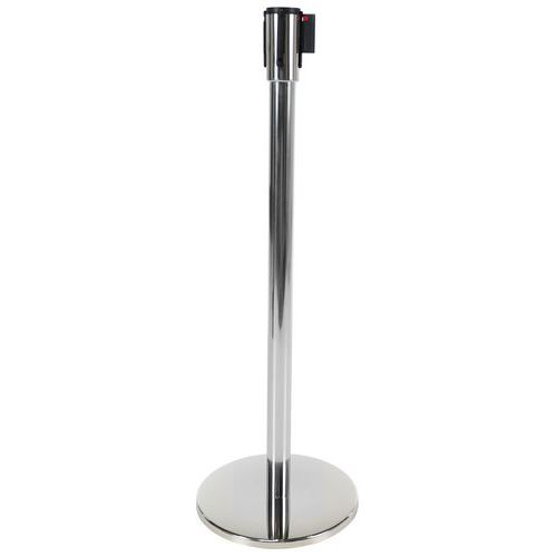 Manutan Expert - Poteau de guidage avec sangle rouge 2m - Acier inoxydable - Intérieur, Entrepôt, Tertiaire
