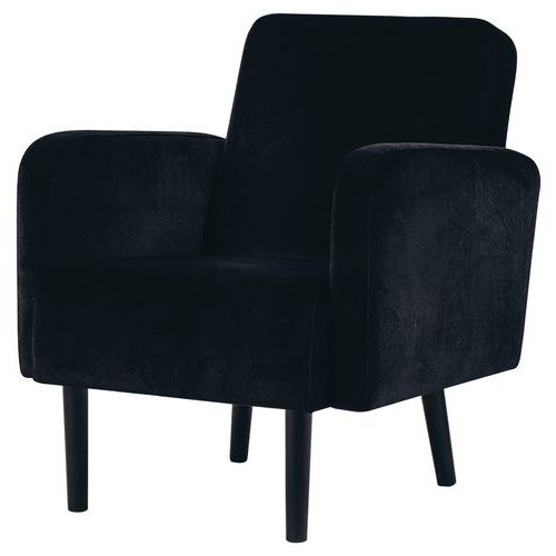 Fauteuil Lisoa Pied Noir Velours Polyester Noir