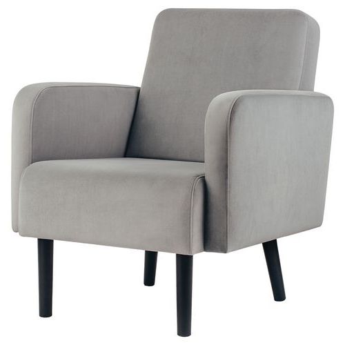 Fauteuil Lisoa Pied Noir Velours Polyester Gris