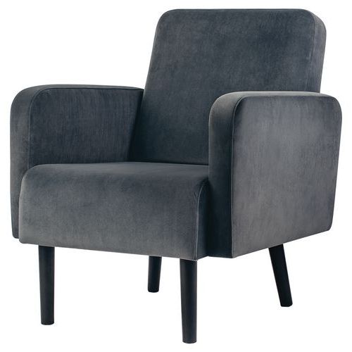 Fauteuil Lisoa Pied Noir Velours Polyester Anthracite