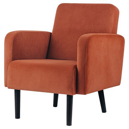 Fauteuil Lisoa Pied Noir Velours Polyester Rouille