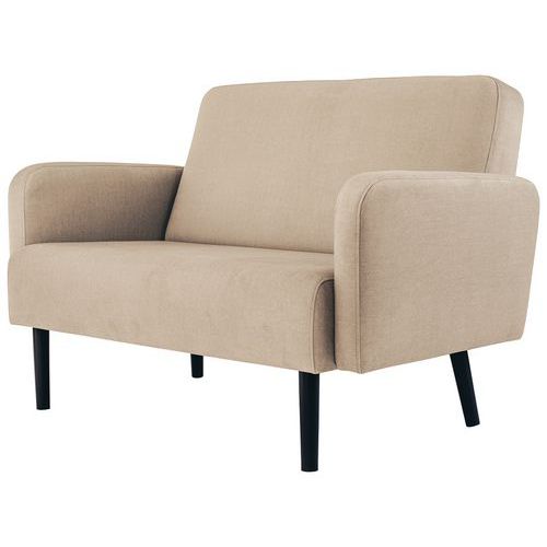 Canapé 2 Places Lisoa Pied Noir Tissu Polyester Ivoire