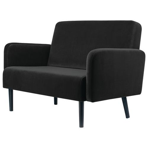 Canape 2 Places Lisoa Pied Noir Velours Polyester Noir