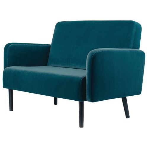 Canape 2 Places Lisoa Pied Noir Velours Polyester Vert