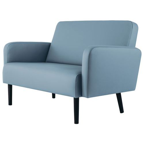 Canapé 2 Places Lisoa Pied Noir Simili Cuir Bleu
