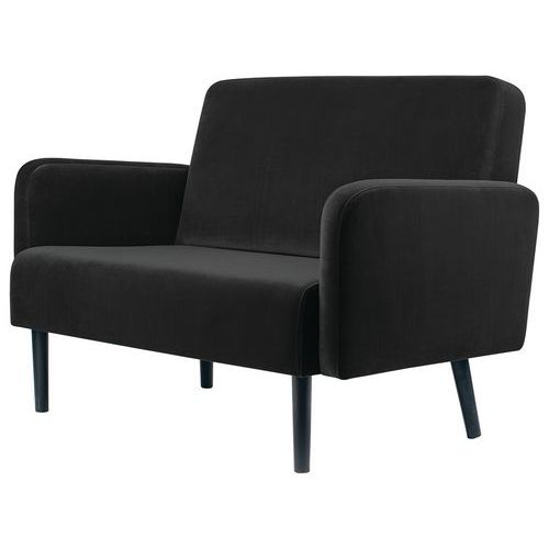 Canape 3 Places Lisoa Pied Noir Velours Polyester Noir