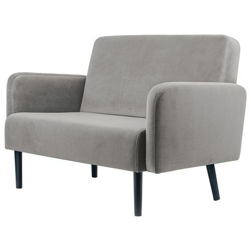 Canape 2 Places Lisoa Pied Noir Velours Polyester Gris