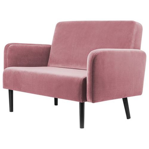 Canape 3 Places Lisoa Pied Noir Velours Polyester Rose