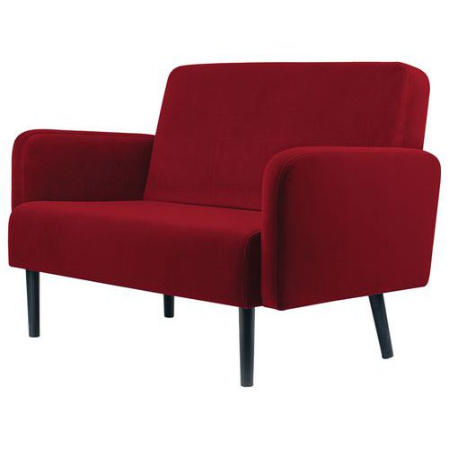 Canape 3 Places Lisoa Pied Noir Velours Polyester Rouge