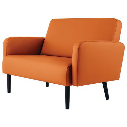 Canapé 3 Places Lisoa Pied Noir Simili Cuir Orange