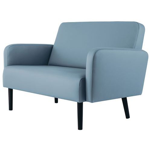 Canapé 3 Places Lisoa Pied Noir Simili Cuir Bleu