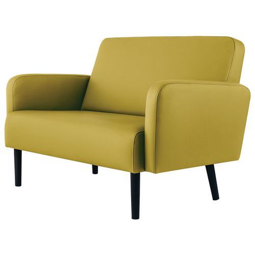 Canapé 3 Places Lisoa Pied Noir Simili Cuir Vert