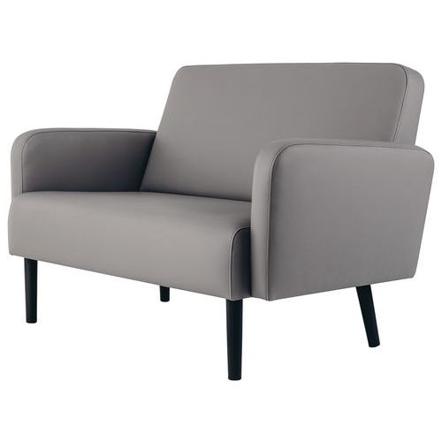 Canapé 3 Places Lisoa Pied Noir Simili Cuir Gris