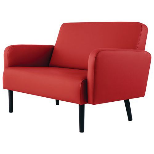 Canapé 3 Places Lisoa Pied Noir Simili Cuir Rouge