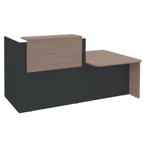 Burocean - Banque d'accueil Ola + module bas 1,4m anthracite/chêne gris - Éco-responsable - 5 ans garantie