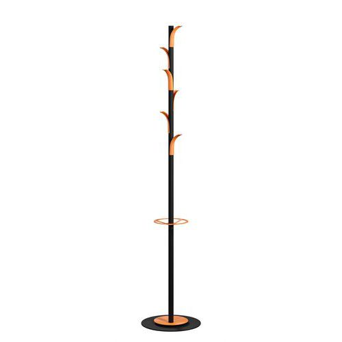Portemanteau Palms Fût Noir 6 Patères Orange