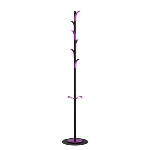 Portemanteau Palms Fût Noir 6 Patères Violet