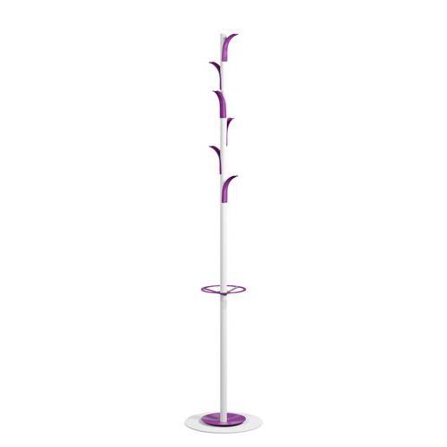 Portemanteau Palms Fût Blanc 6 Patères Violet