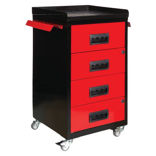 Servante à Roulettes Taxi Roll 4 Tiroirs Noir/rouge